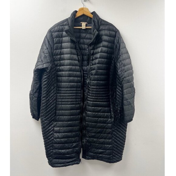 Duluth Trading Down Packable Long Puffer Coat Lightweight Nylon Jacket Black 3X - Picture 2 of 11